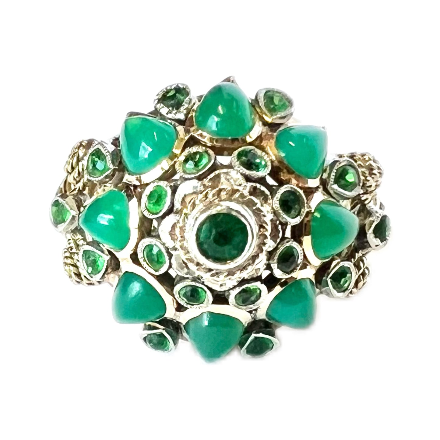 Midcentury 14k gold jade and emerald ‘Thai Princess’ ring
