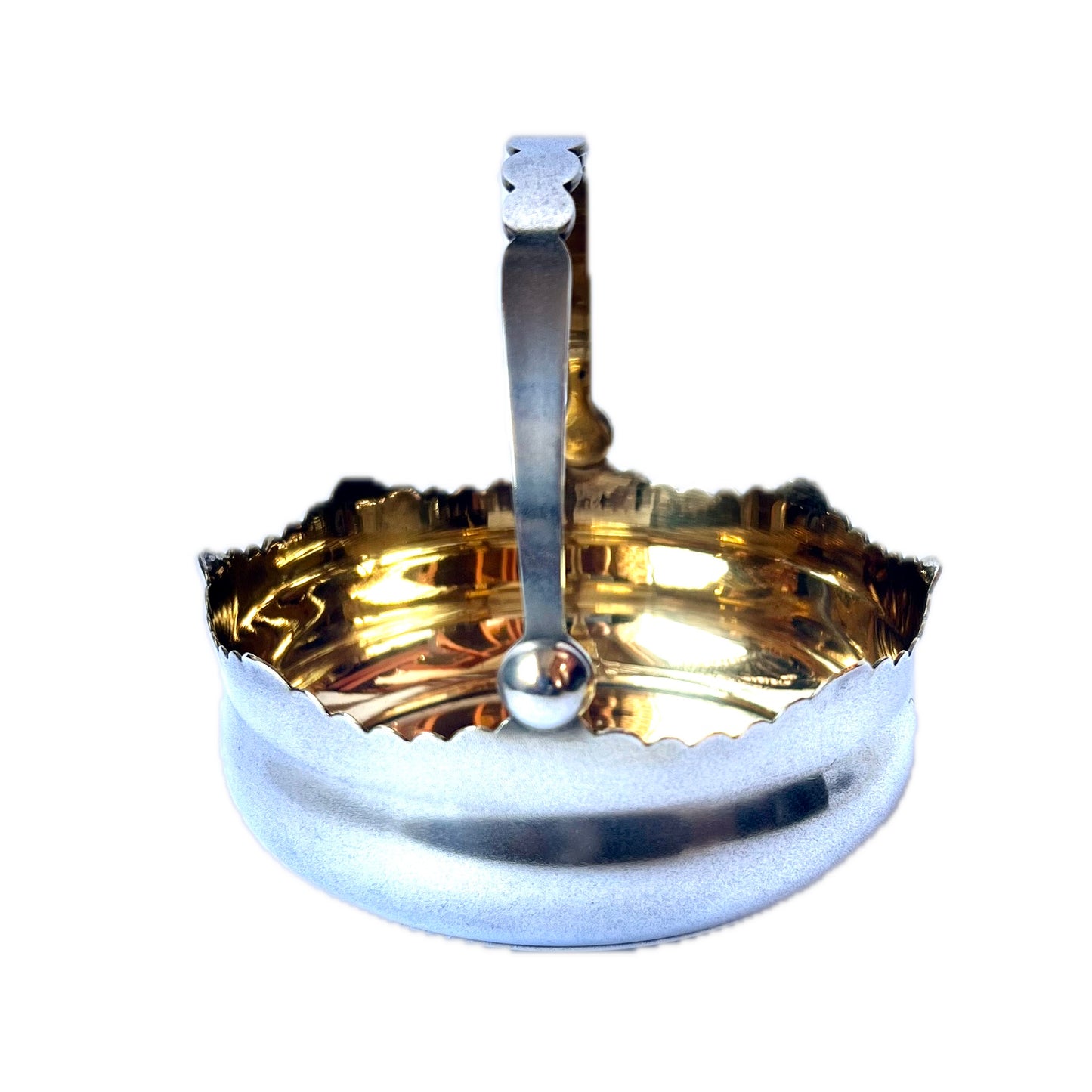 Midcentury USSR .875 silver cache pot with hinged handle, Tallinn Jewellery Factory, Estonia