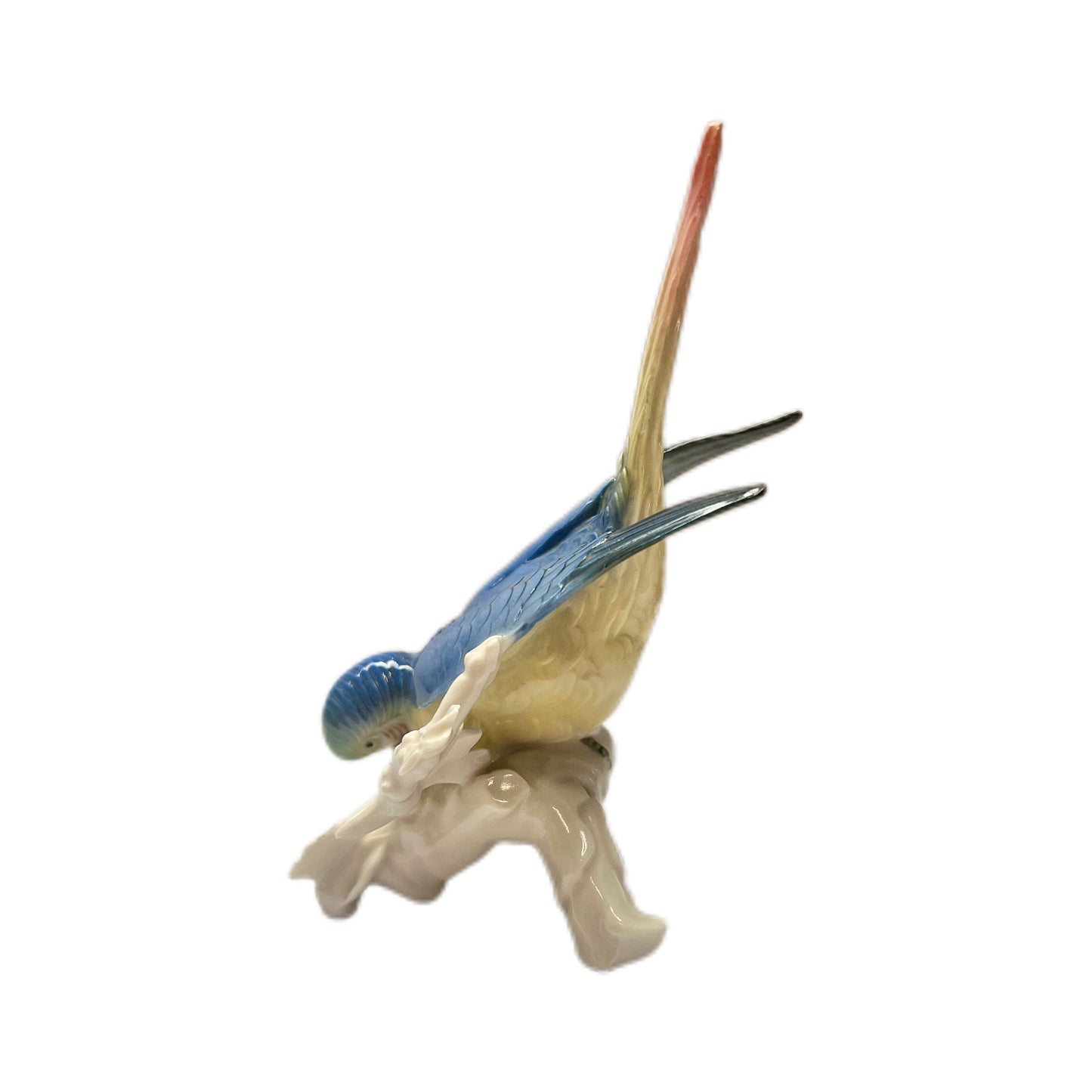 Figura de pájaro loro azul de porcelana de Karl Ens, de principios del siglo XX