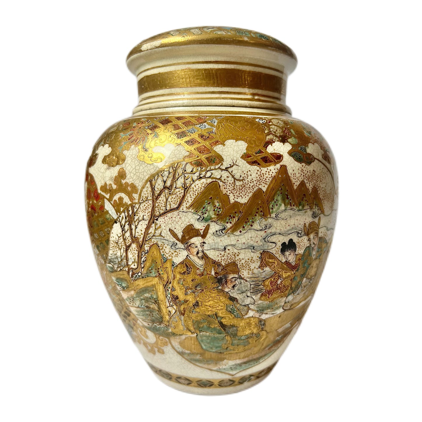 Late Meiji to early Showa Period Satsuma lidded jar, circa 1920s to 1930s.