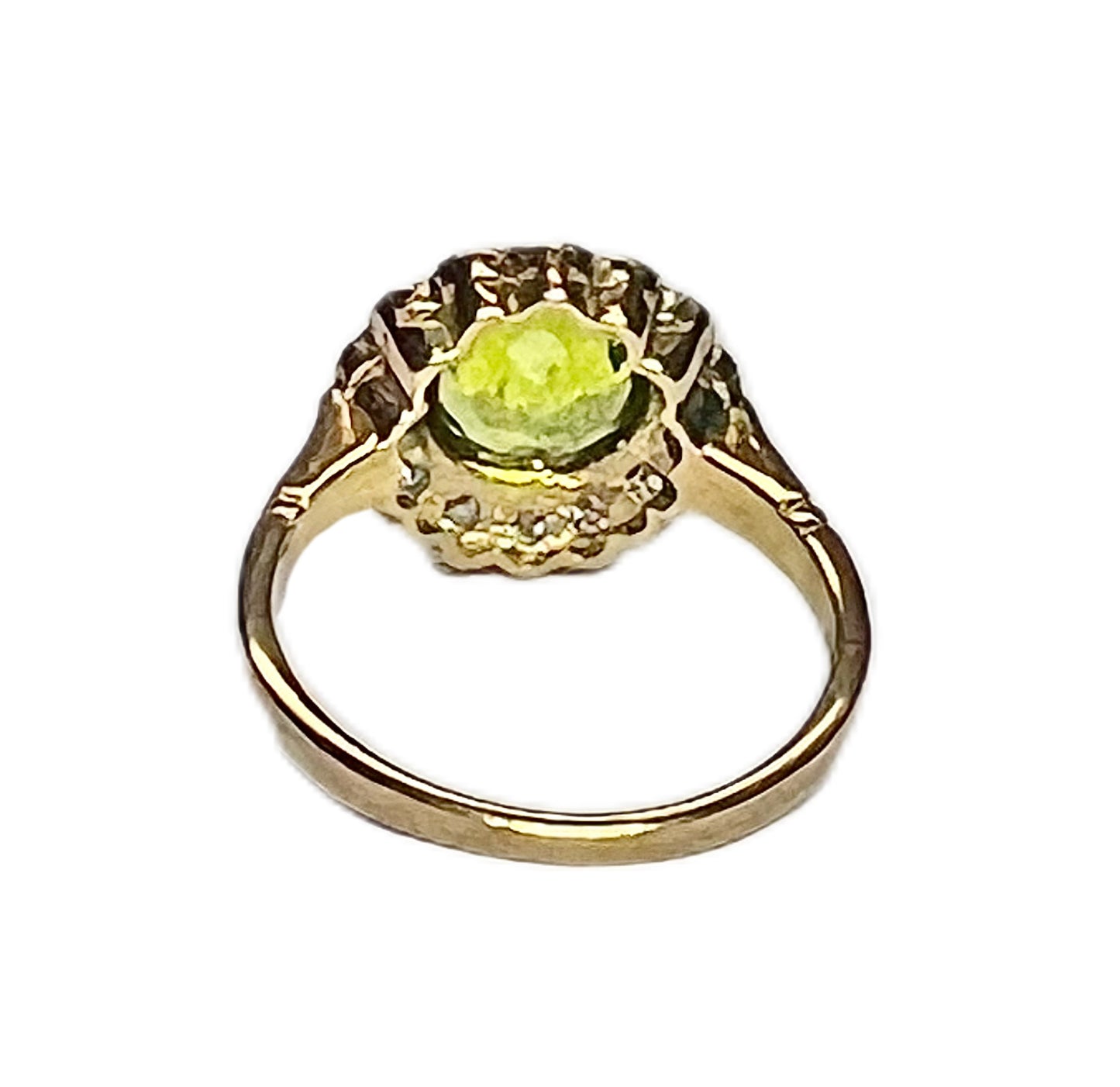 Vintage 3 carat peridot and diamond ring, 9 carat gold setting