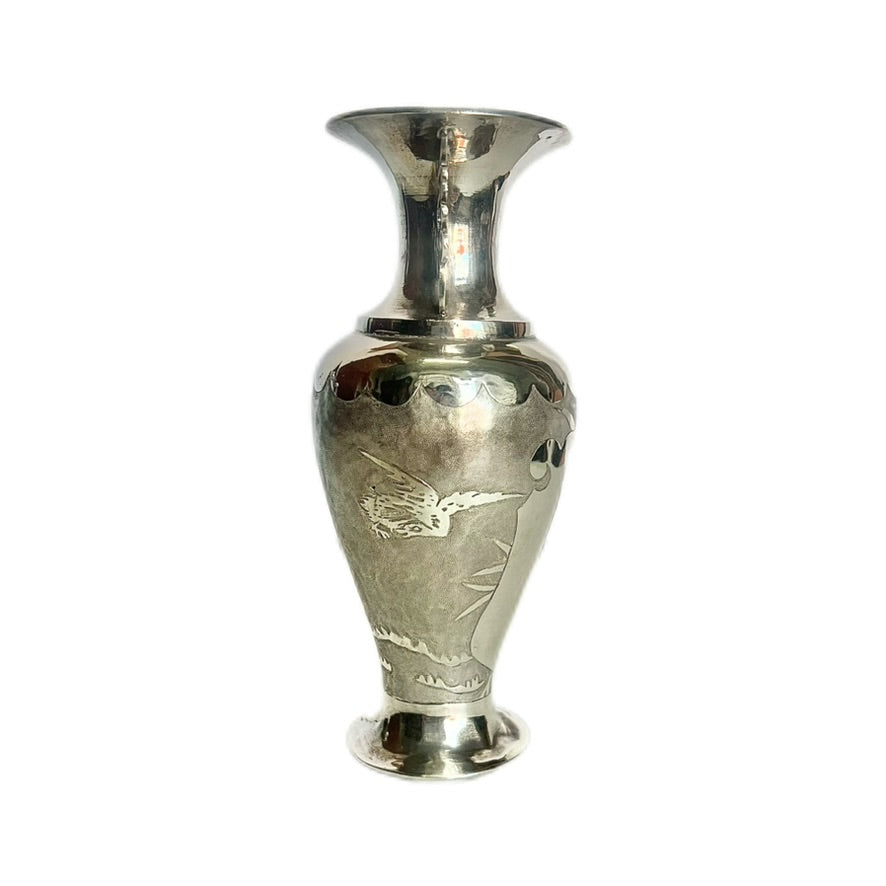 Late 19th to early 20th century Japanese export silver posy vase