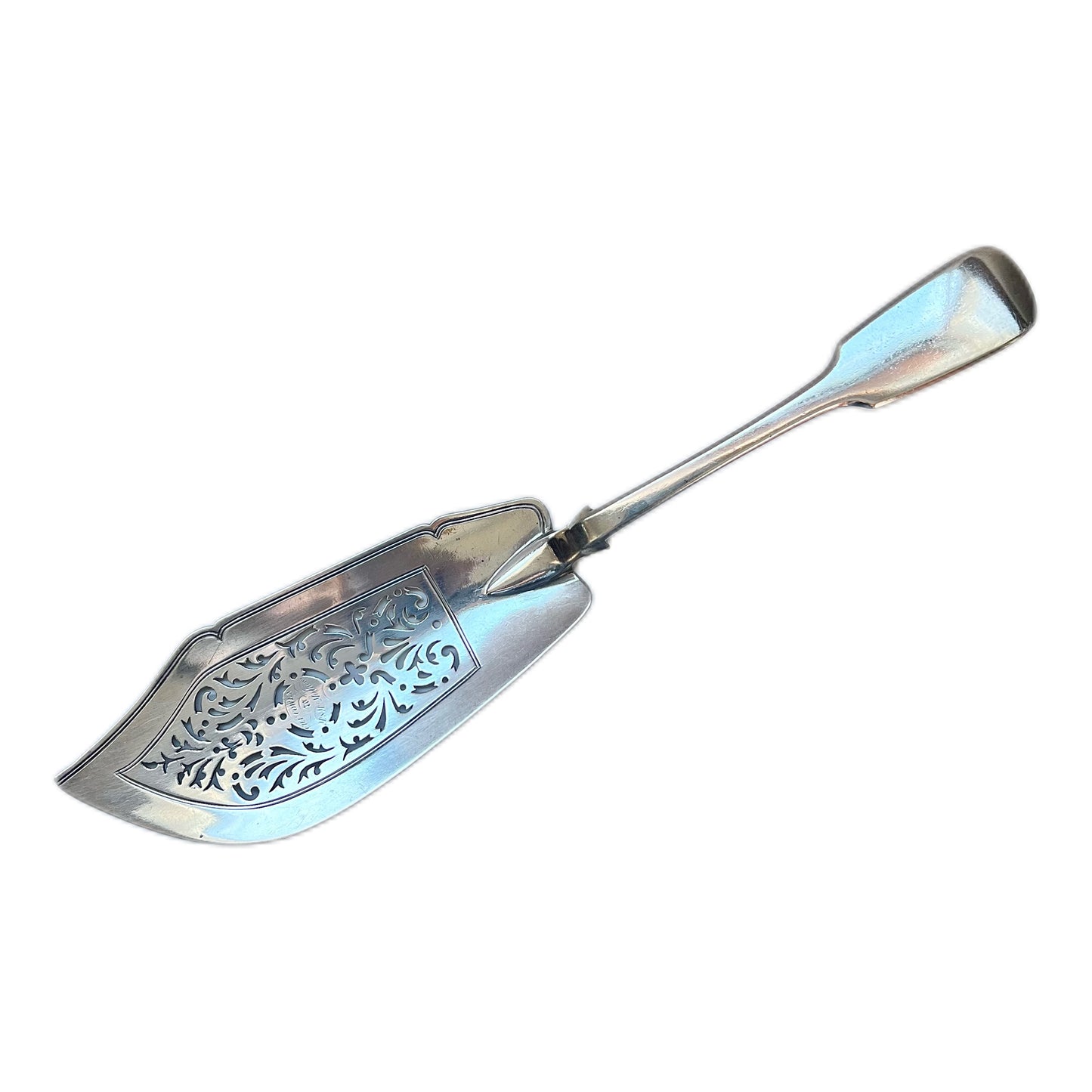 High Victorian Chawner & Co. sterling silver fish slice