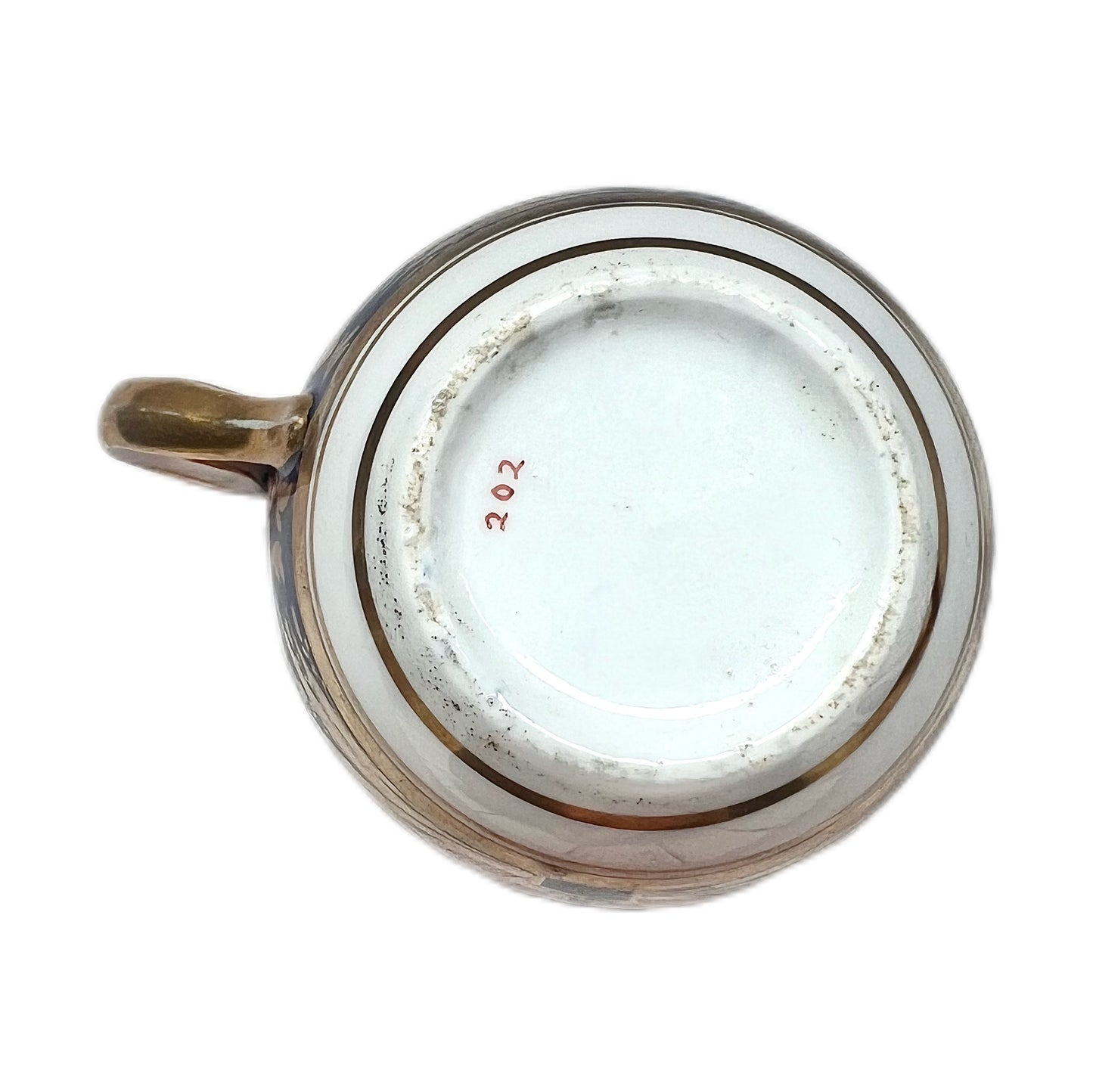 Early Regency period English hard paste porcelain Bute shaped teacup with ringhandle, circa 1800s to 1810s