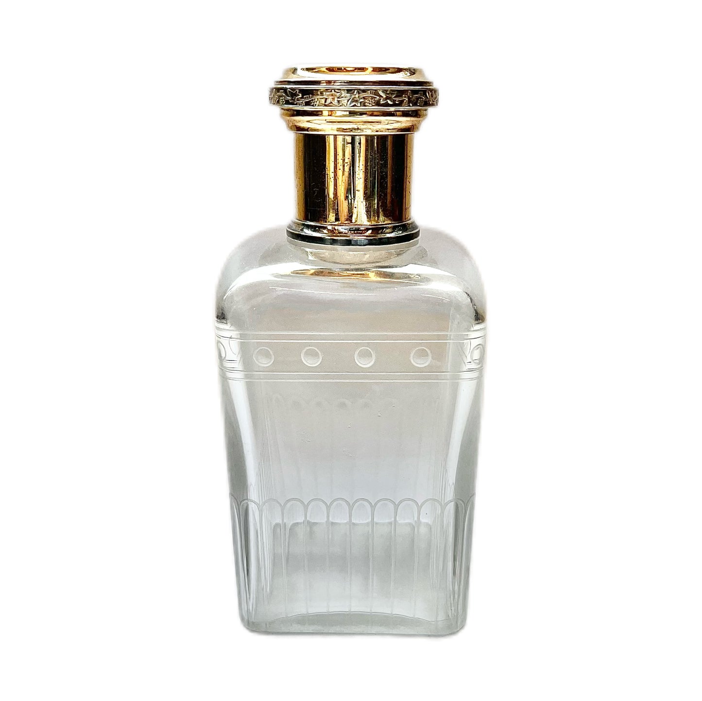 Antique French .950 gilt silver and cut glass bottle by Gustave Keller