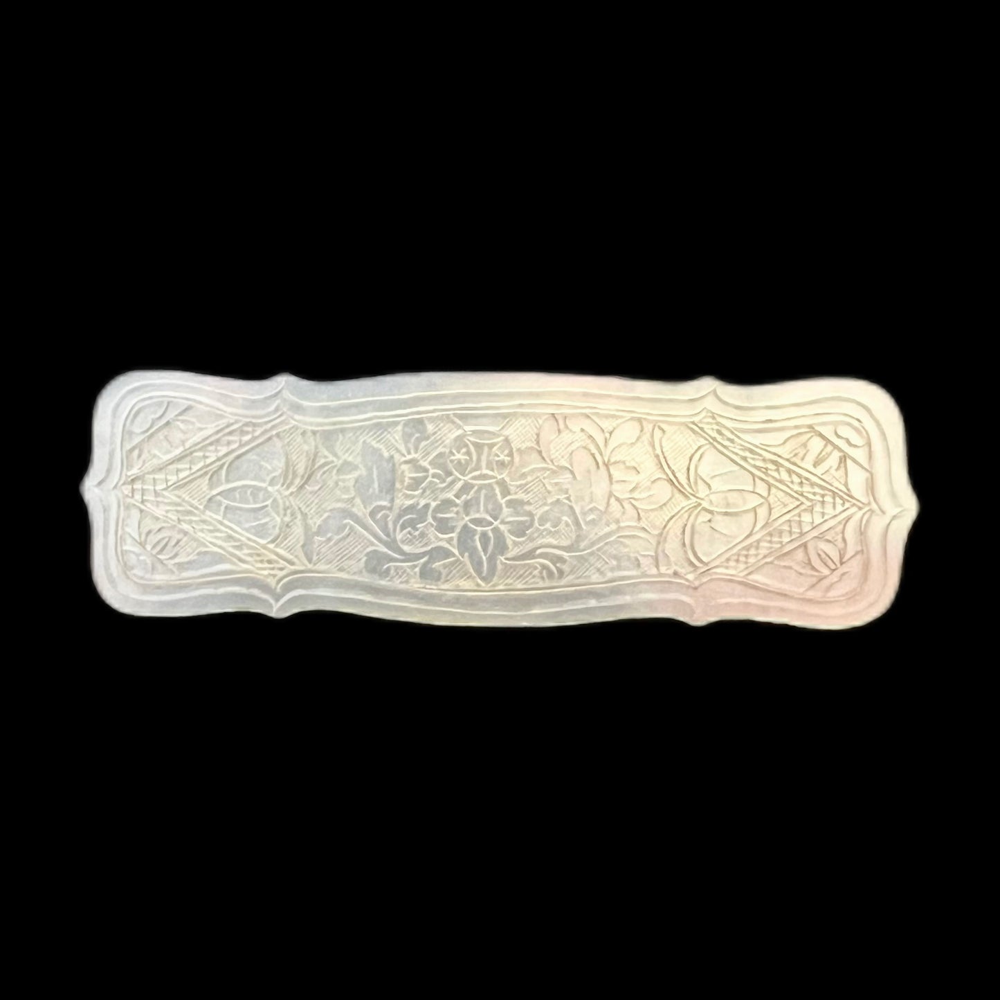 Antique Regency period engraved rectangular mother-of-pearl gaming token