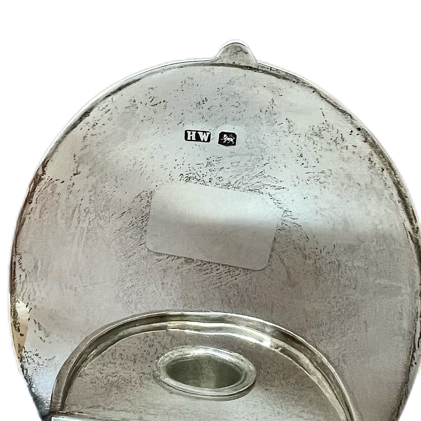 Antique rare sterling silver racehorse hoof "Ratton" inkwell with original glass liner, Sheffield, 1927, Henry Wigfull