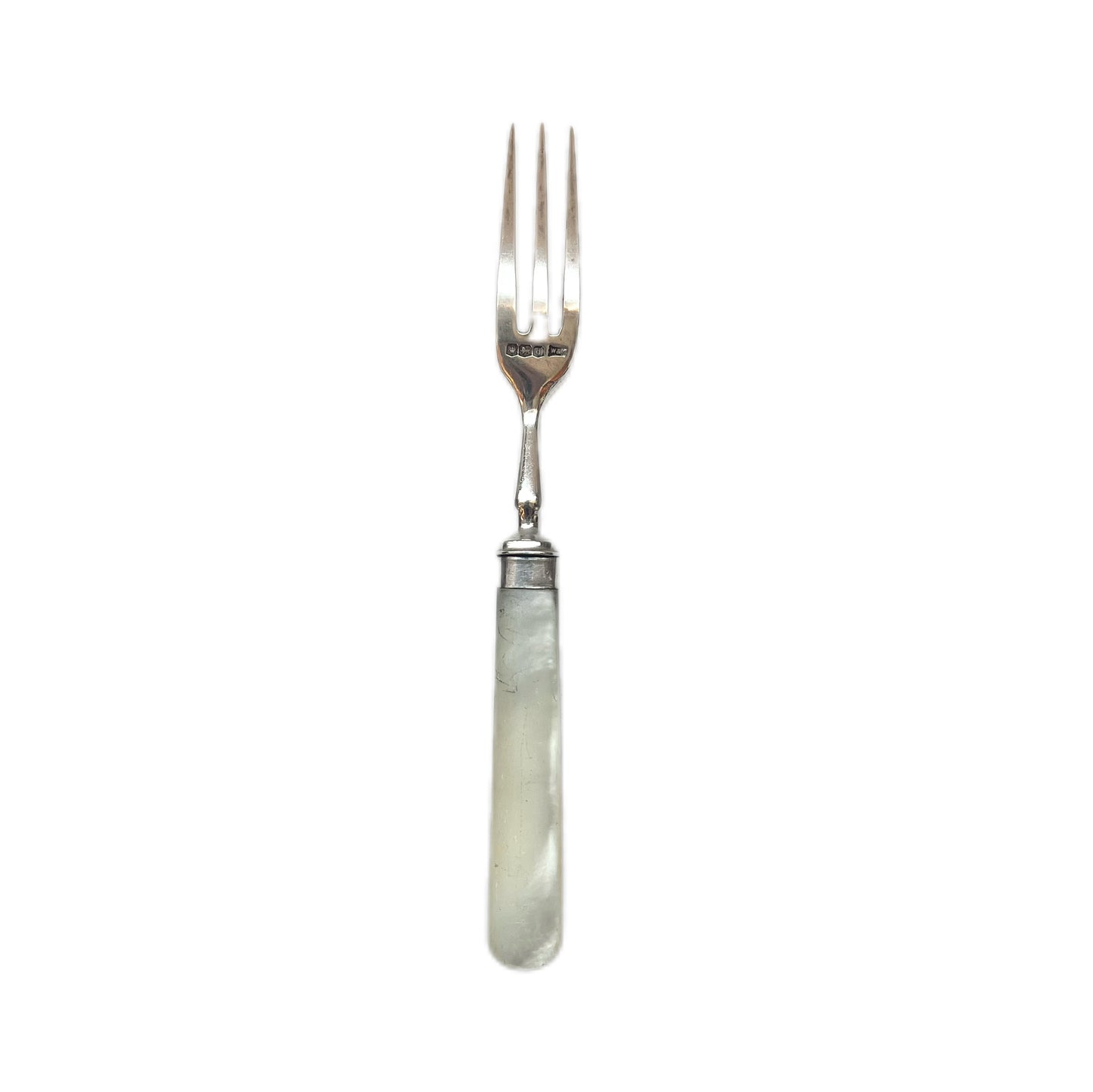 Antique English sterling silver and mother of pearl cocktail fork