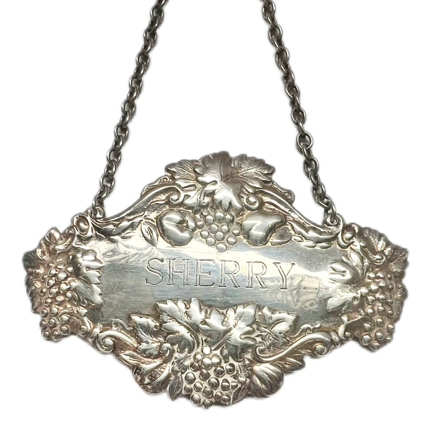 Vintage English Sherry Britannia silver liquor ticket, London, 1966