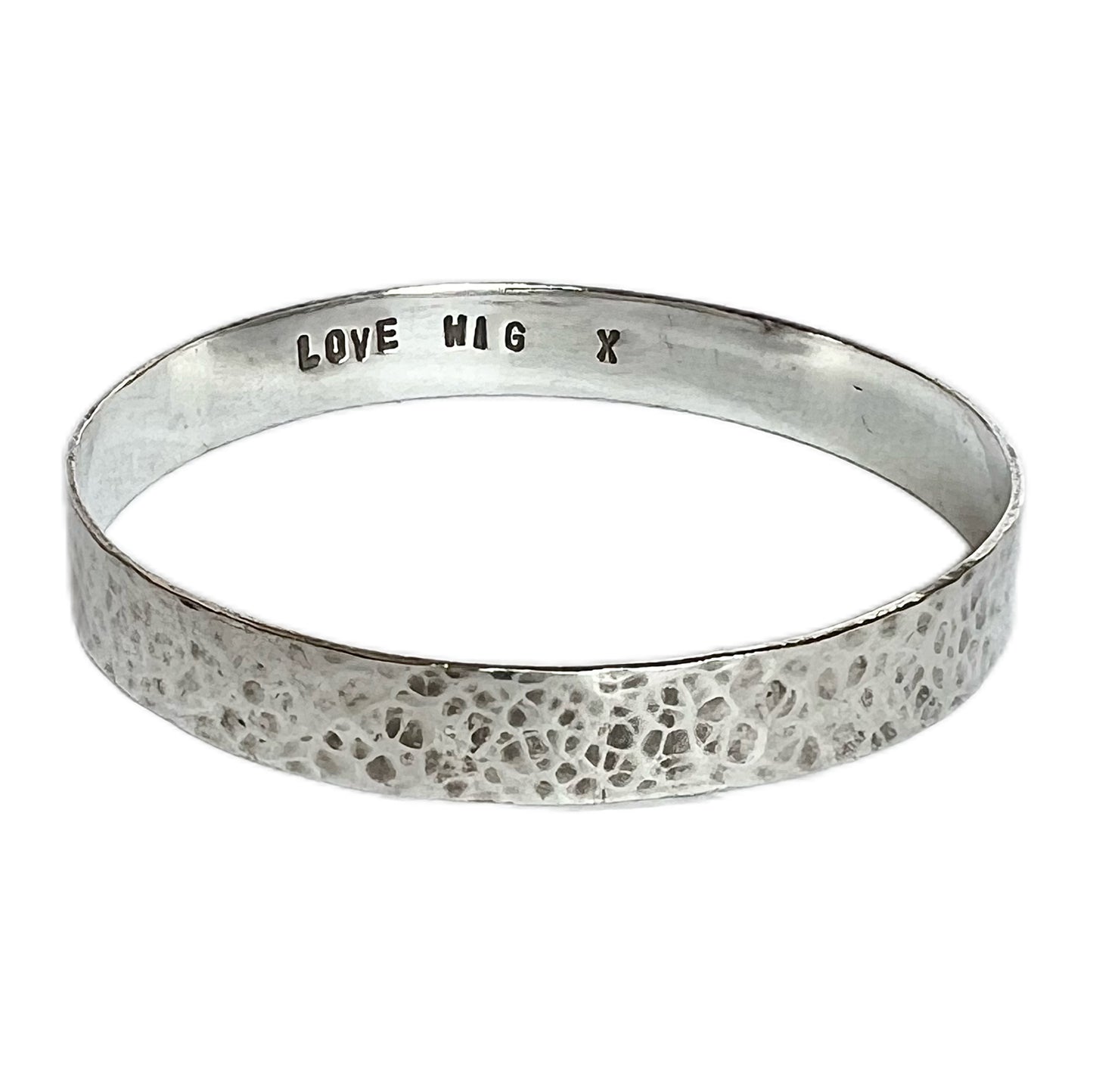 Vintage hand-planished sterling silver bangle bracelet