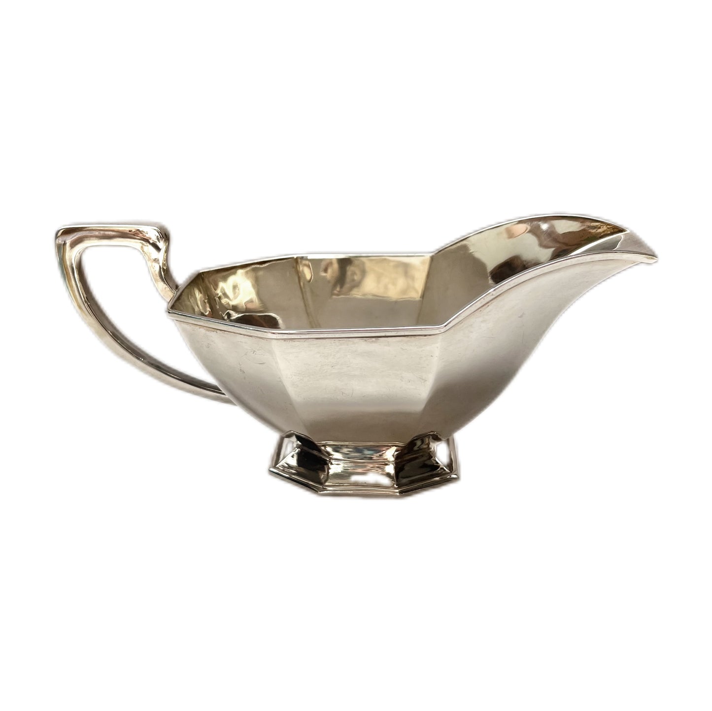 Near antique George Vi Art Deco sterling silver gravy boat, 1937, London, Josiah Williams & Co