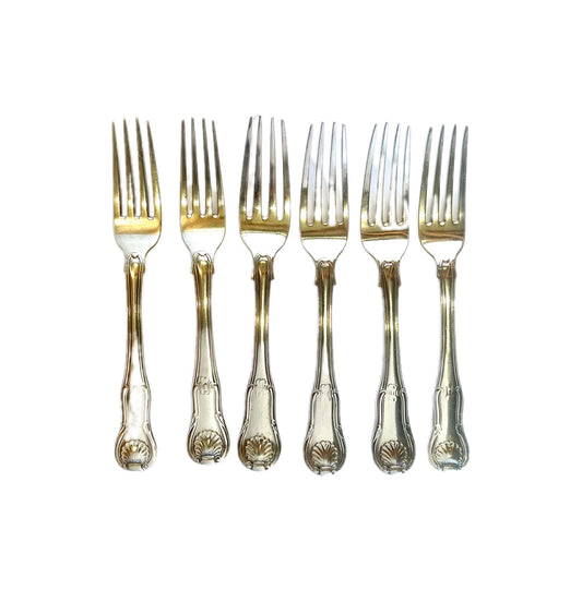 6 George III sterling silver double-struck Kings Pattern entree forks