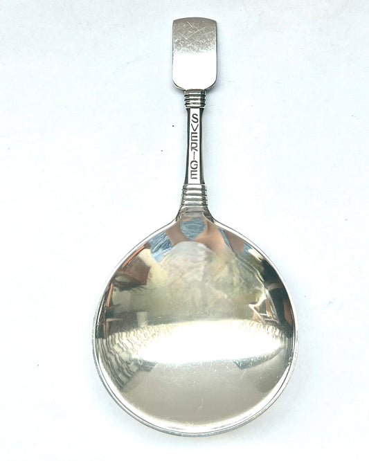 Midcentury modern Scandinavian Swedish sterling silver spoon by C.G. Hallbergs GAB
