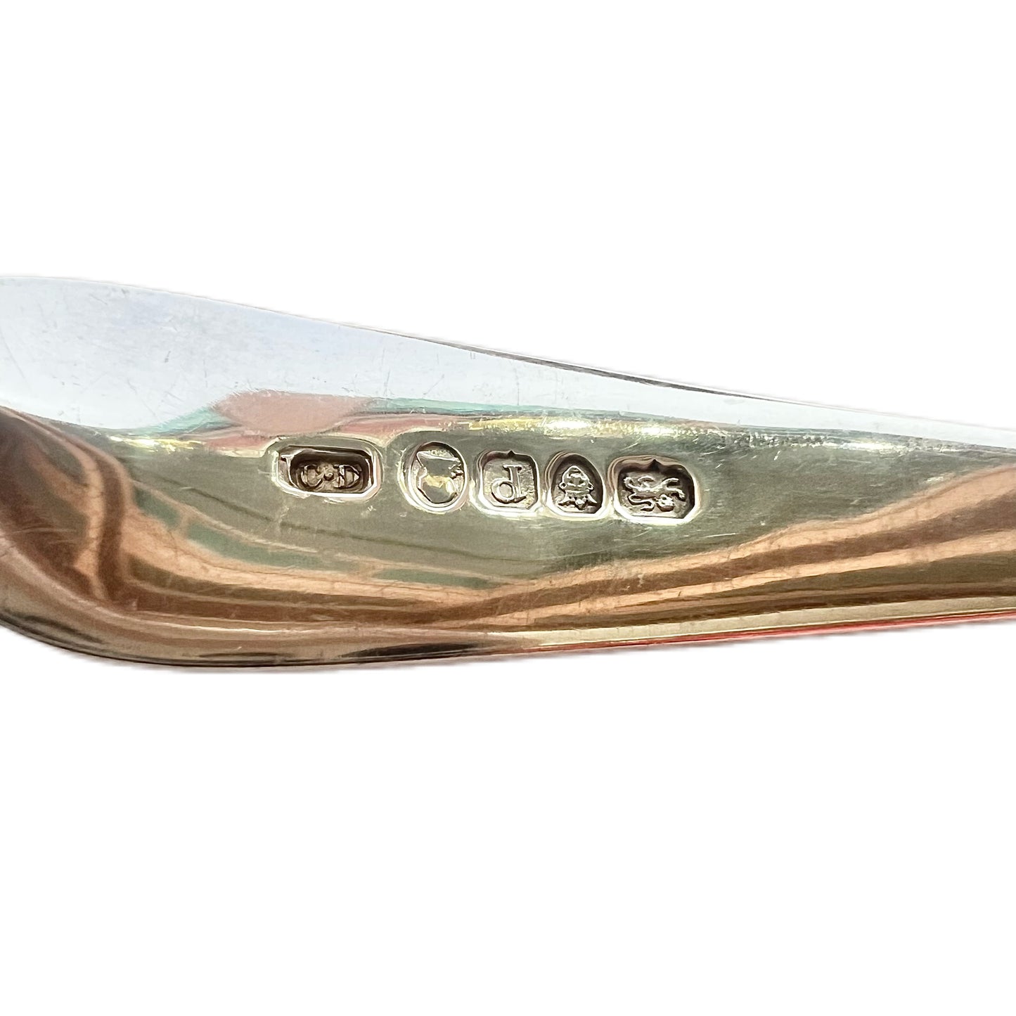 Pair of George III serving spoons with later 19th century presentation box