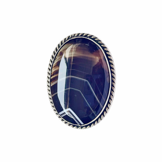 Antique Victorian sterling silver and agate brooch