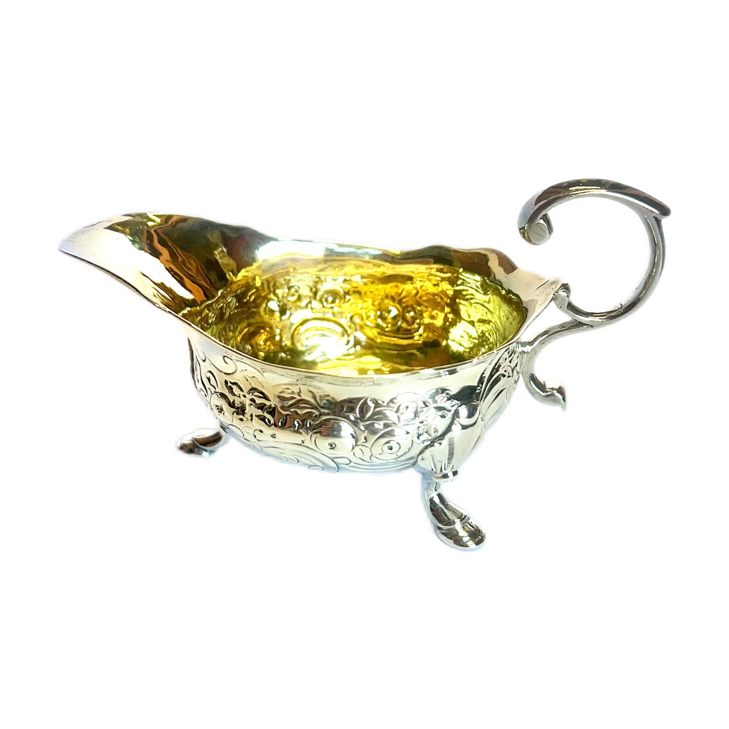 George II sterling silver creamer jug by John Pollock, 1742