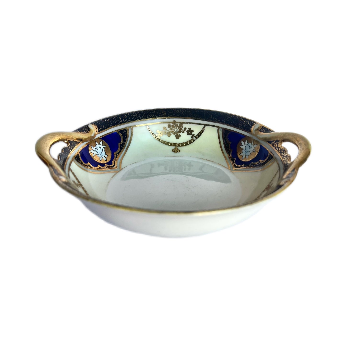 Antique Noritake cobalt and gold porcelain nappy dish