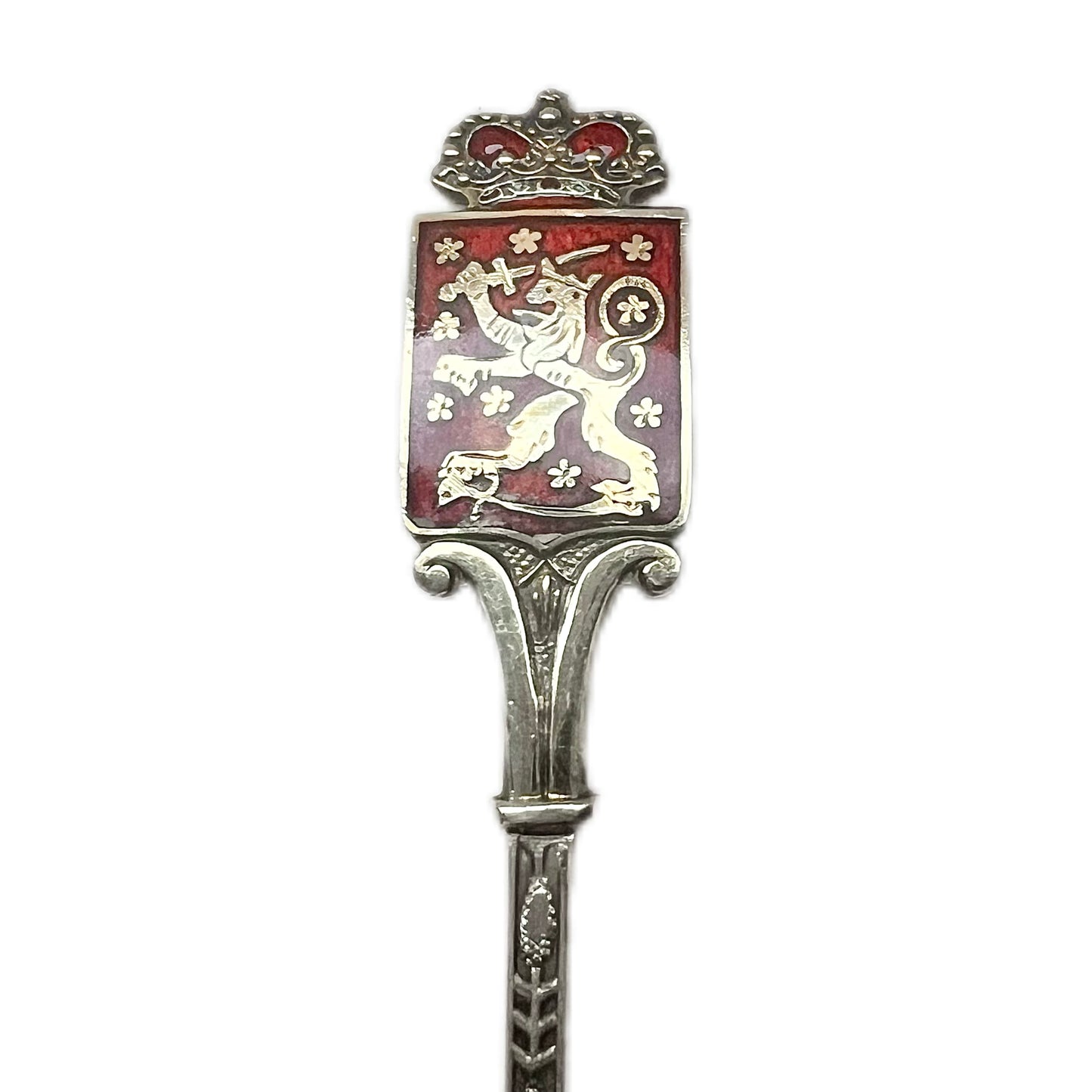 Vintage Finnish silver and enamel long-handled cocktail spoon