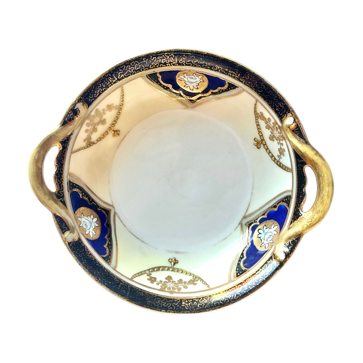 Antique Noritake cobalt and gold porcelain nappy dish
