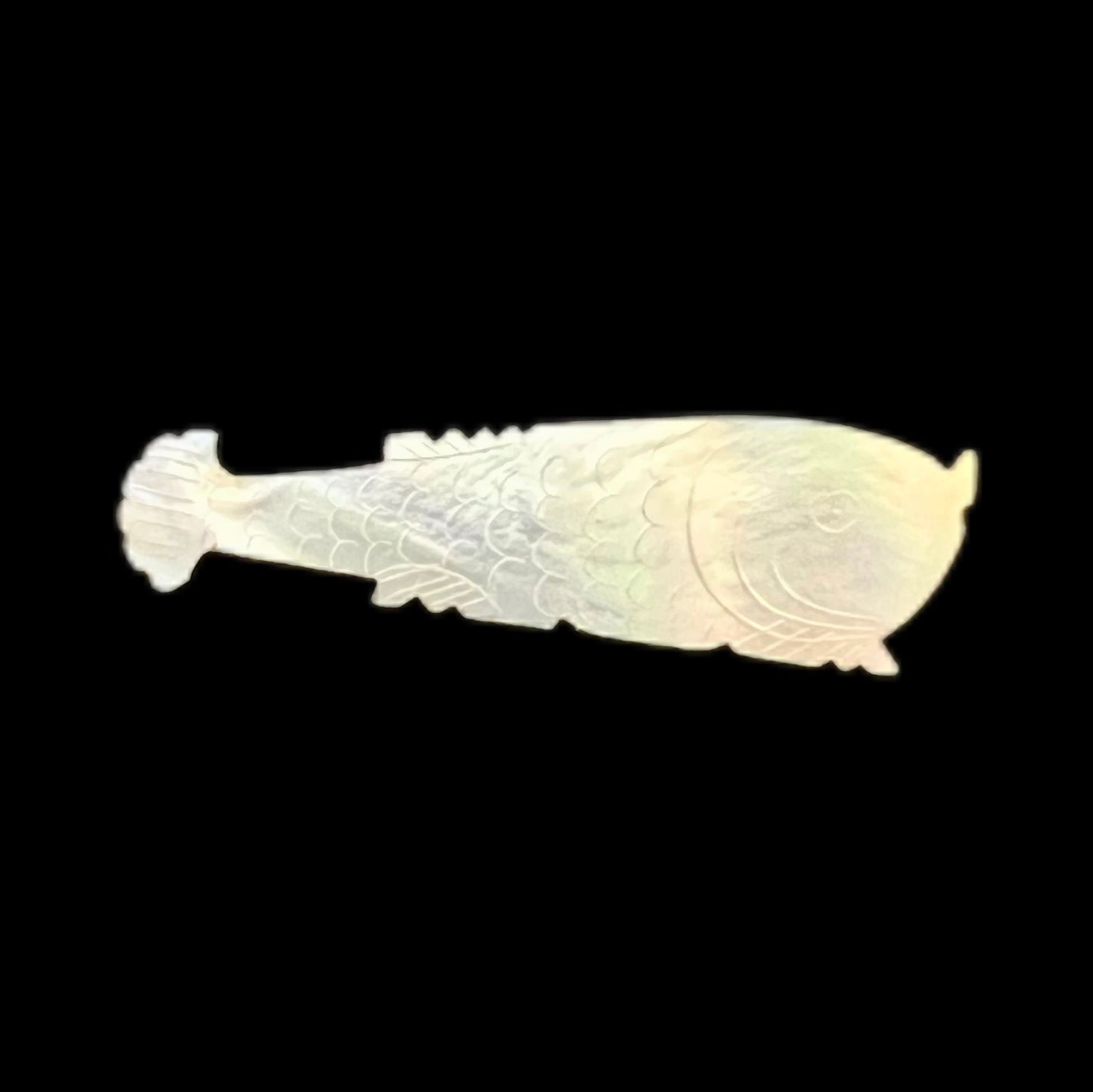 Antique Regency period engraved fish mother-of-pearl gaming token