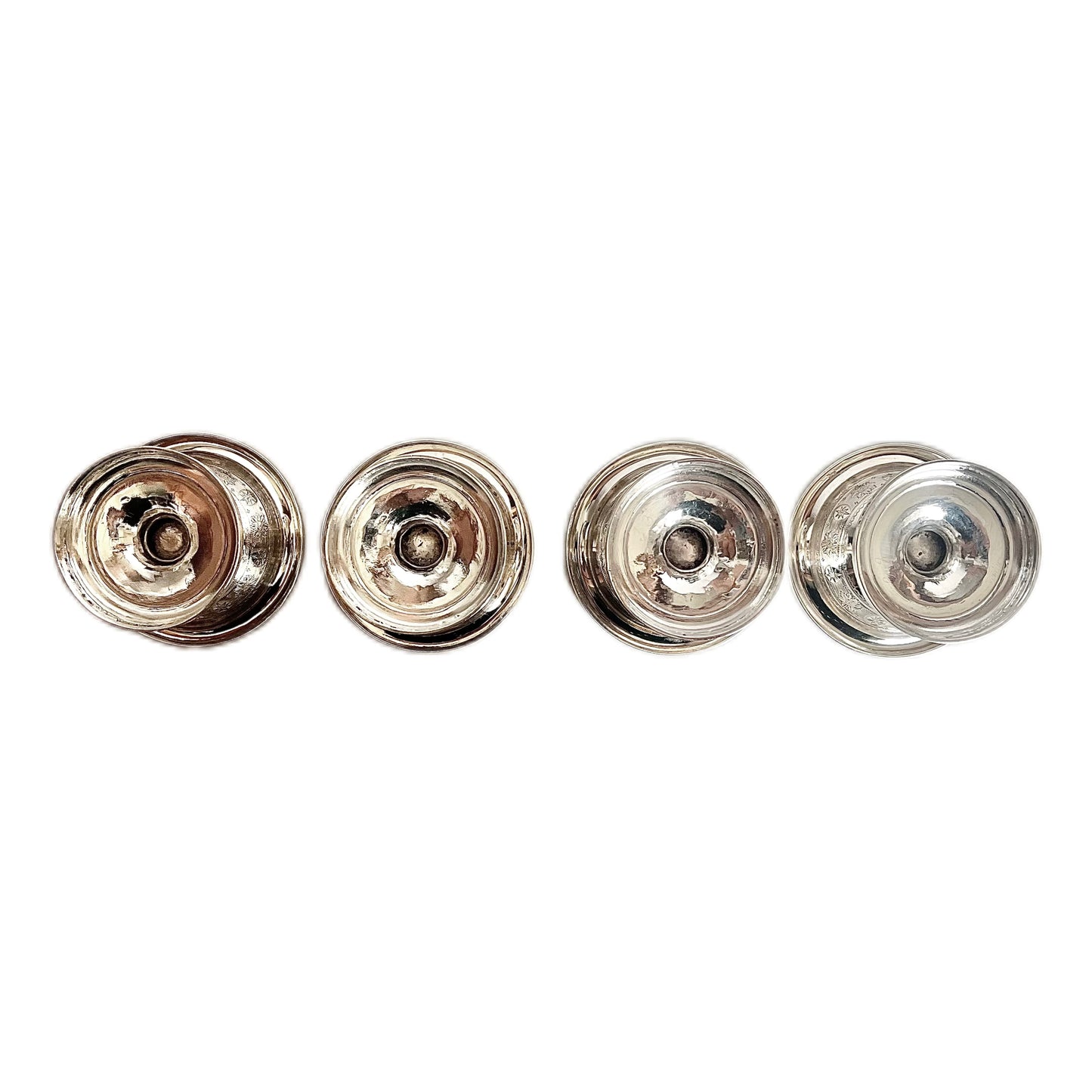4 crested sterling silver George III salt cellars, John Wakelin & Robert Garrard