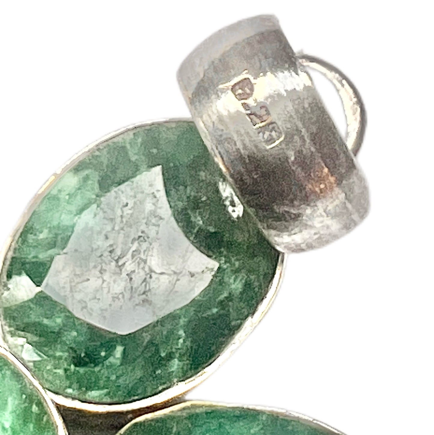 Vintage sterling silver and green stone pendant