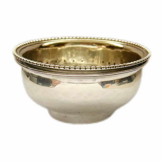 Antique George III hand-raised sterling silver wine strainer, London 1762