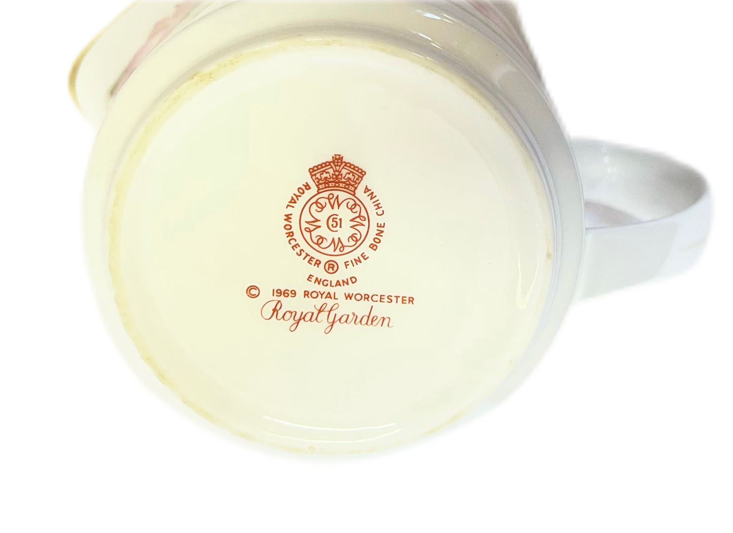 Vintage Royal Worcester bone china milk jug in the Royal Garden pattern
