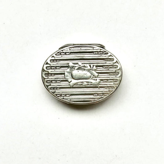 Caja antigua de plata de ley para baratijas o pastillas con interior bañado en oro, de principios de Australia.