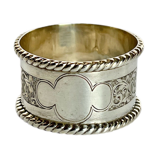 Antique late Victorian sterling silver napkin ring