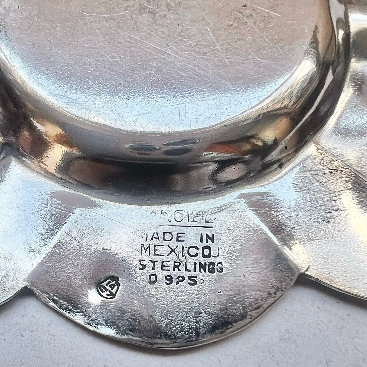 Vintage midcentury Mexican sterling silver ashtray, Macial Factory