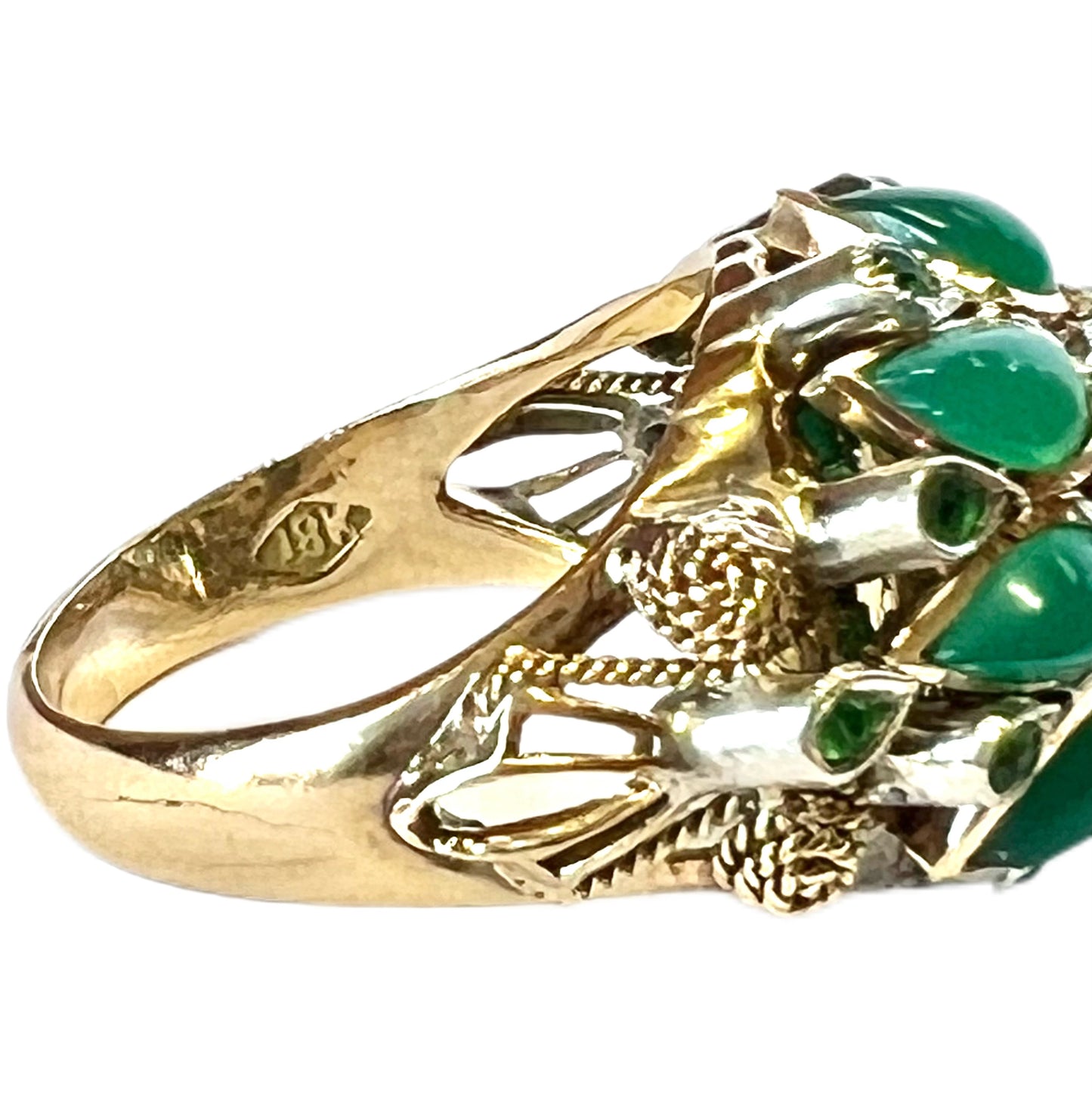 Midcentury 14k gold jade and emerald ‘Thai Princess’ ring