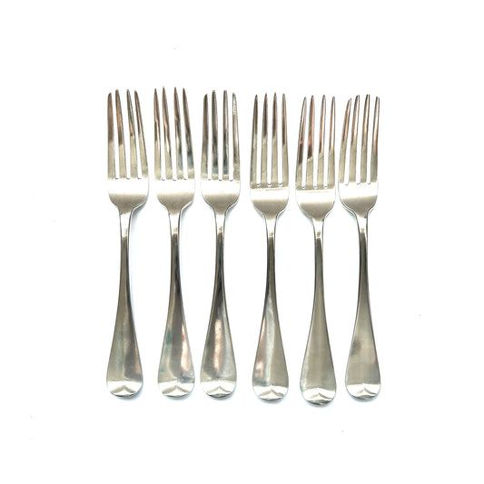 6 George IV Hanoverian pattern sterling silver table forks, with marks for Jonathan Hayne, London, 1827.