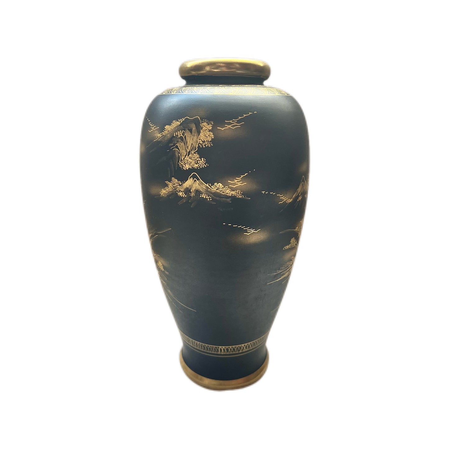 Antique black and gold Satsuma vase, circa late Taisho to early Showa Period