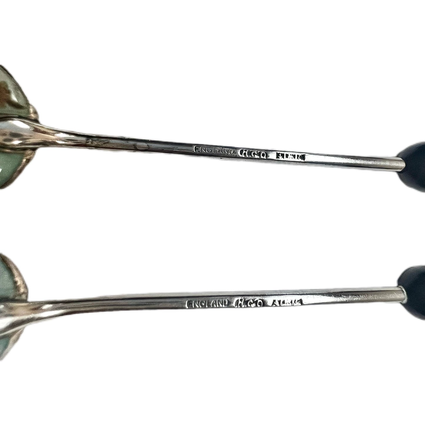 Set of 5 English sterling silver and enamel coffee spoons with Bakelite coffee bean finials