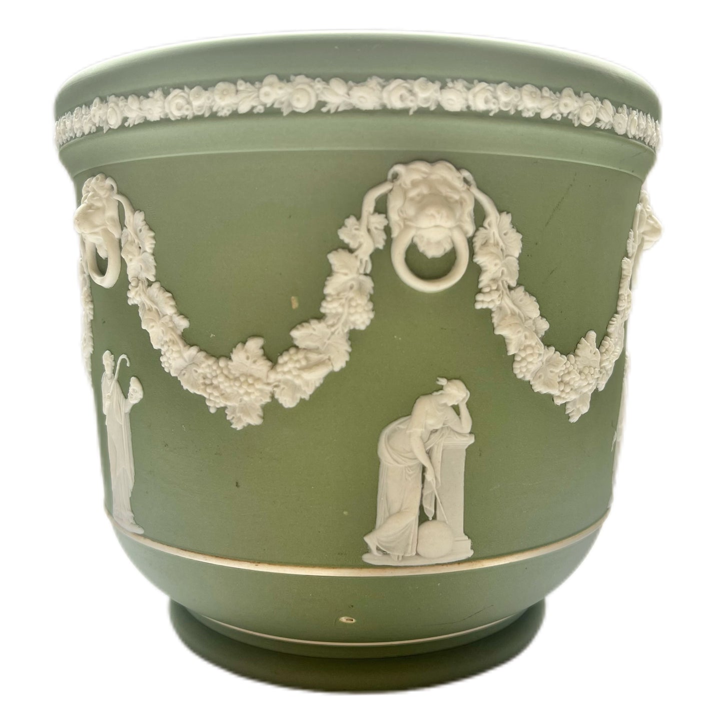 Antique green Wedgwood jasperware jardiniere