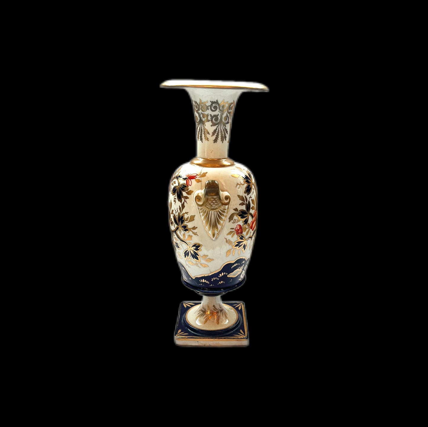 Jarrón antiguo de porcelana Mayer & Newbold de estilo Imari, circa 1820.