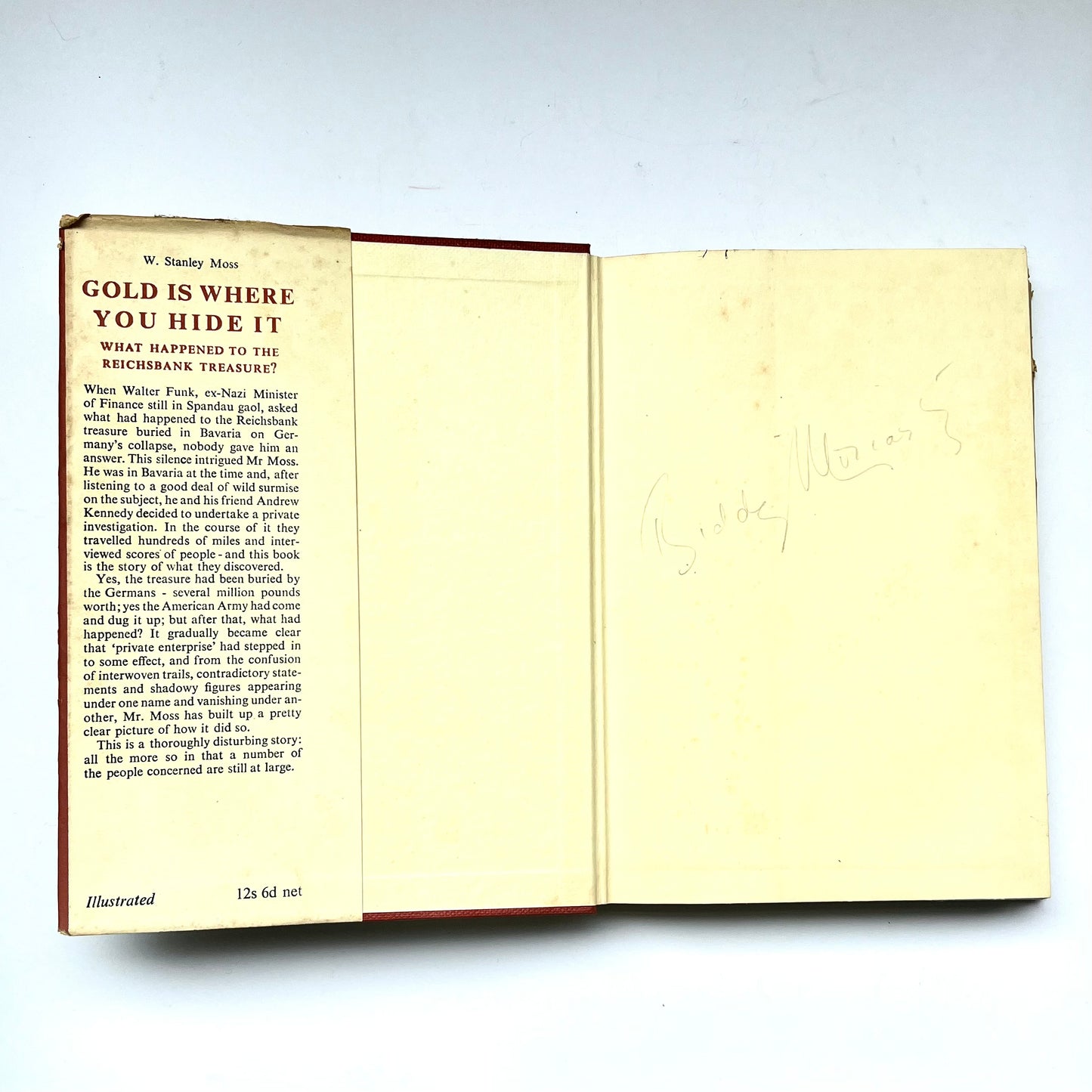 First edition of Gold Is where You Hide It By W. Stanley Moss circa 1956, post World War Two Memoir