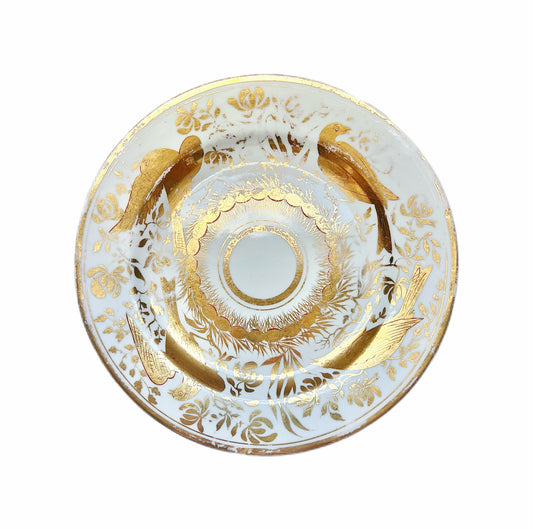Minton First Period plate with a heavy gilt bird pattern