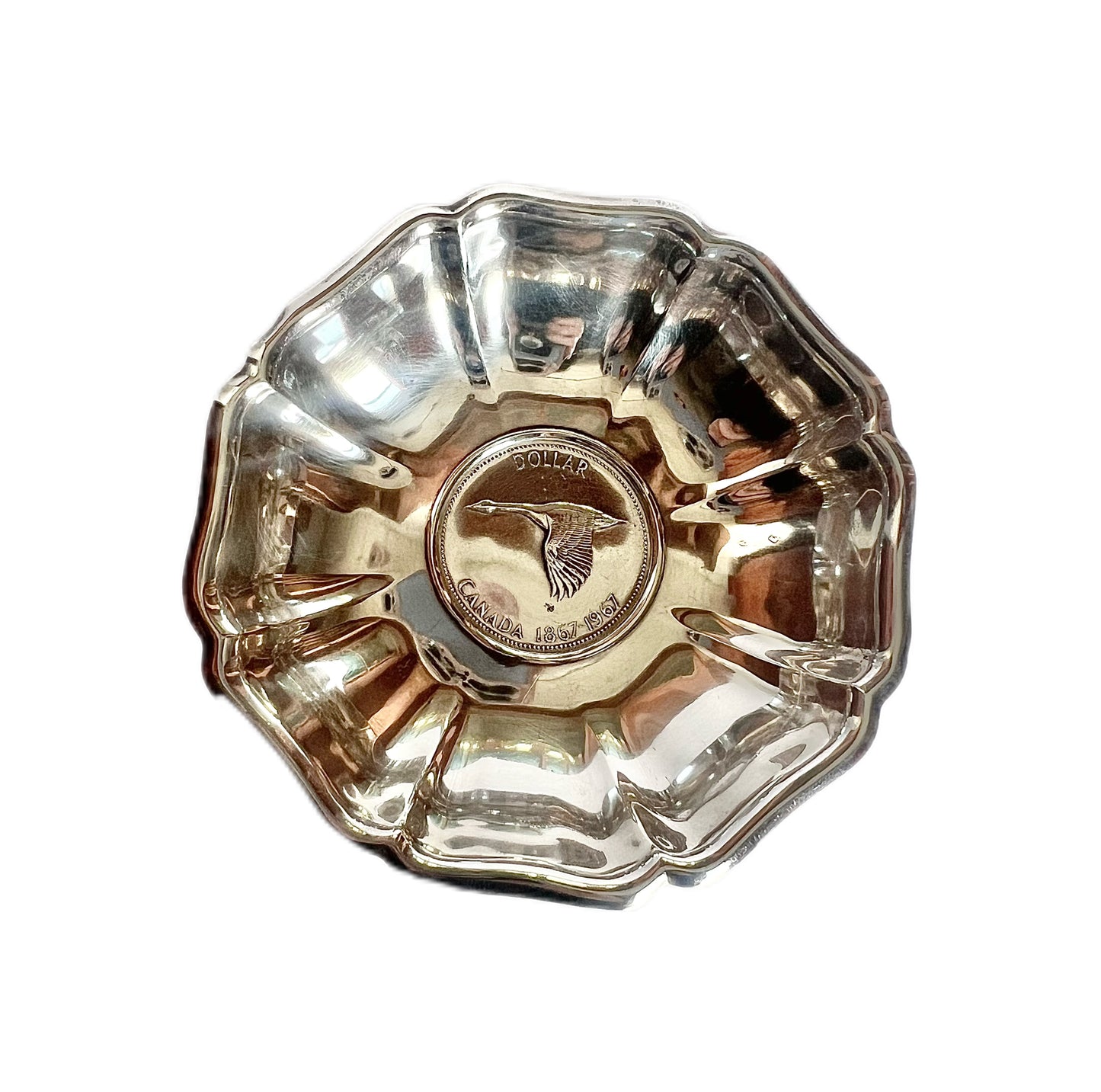 1967 silver Canadian dollar coin commemorative dish