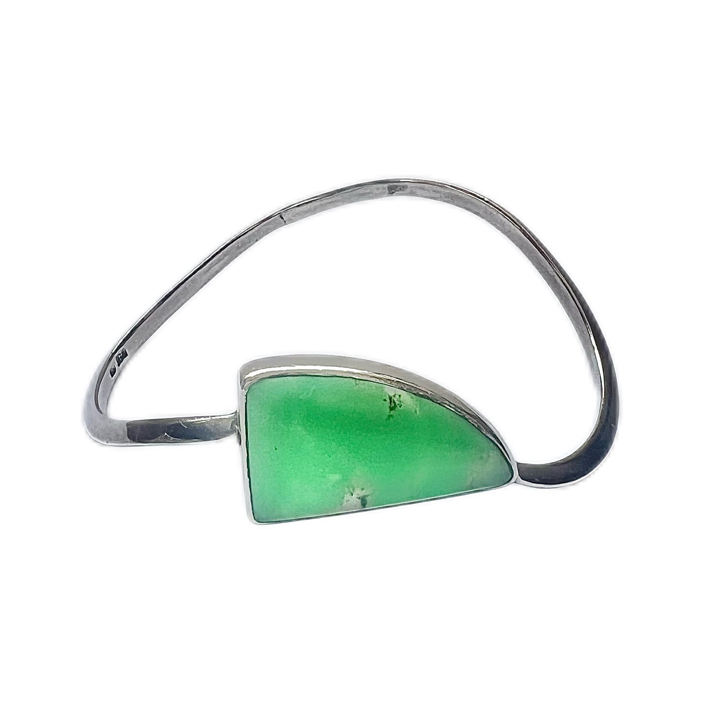 Vintage Australian sterling silver and chrysoprase statement bangle by Richard Ivey