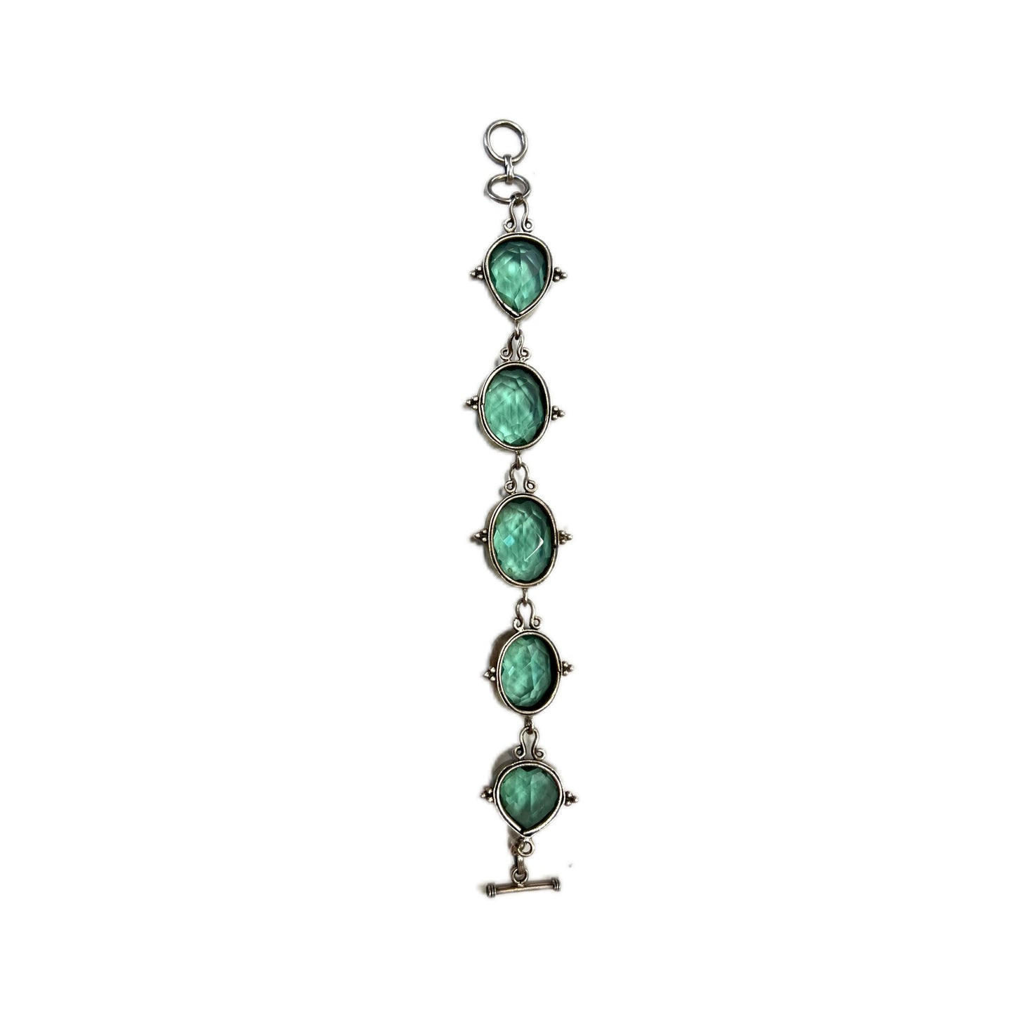 Vintage apatite briolette and sterling silver bracelet