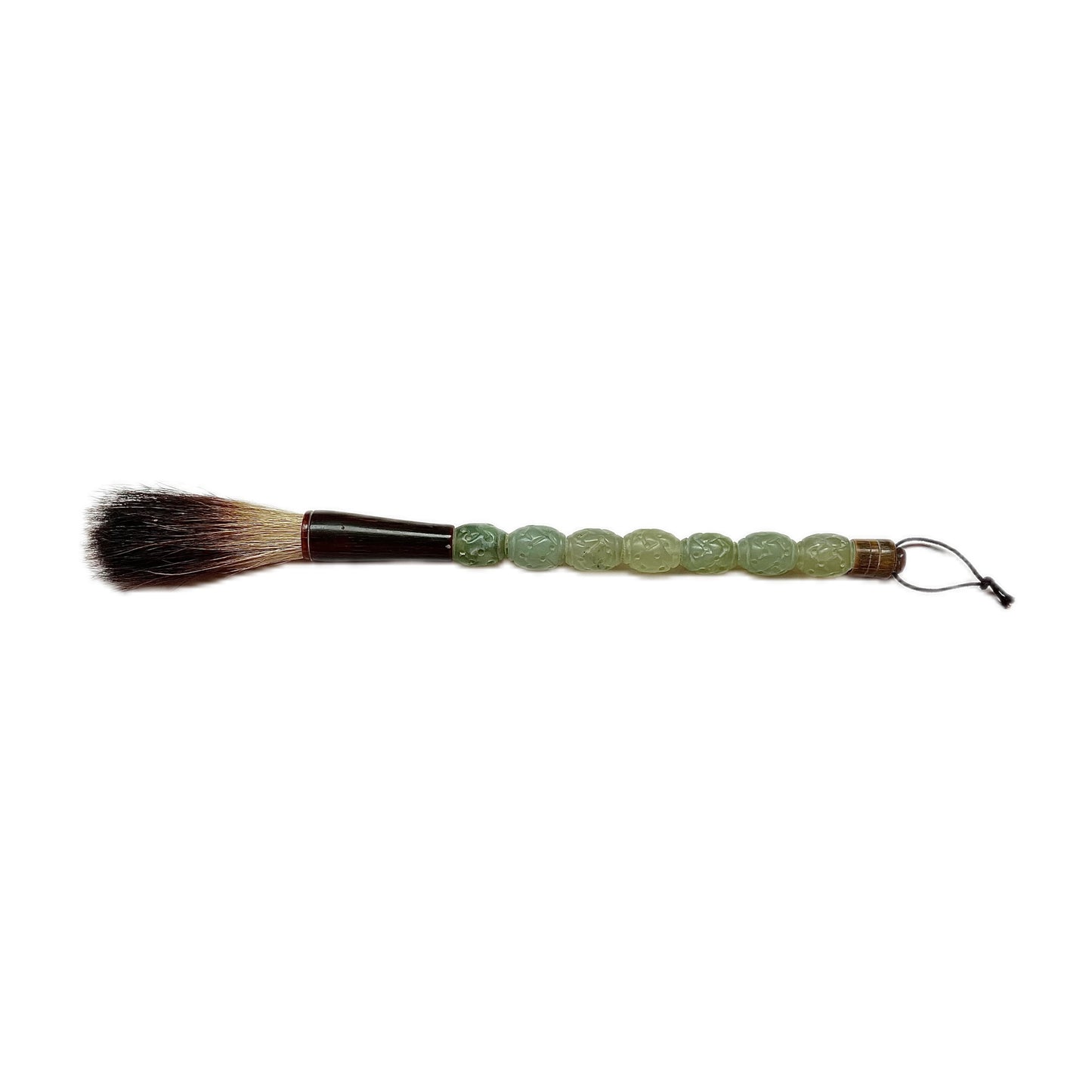 Vintage, possibly antique Chinese calligraphy brush with carved greenstone beaded handle