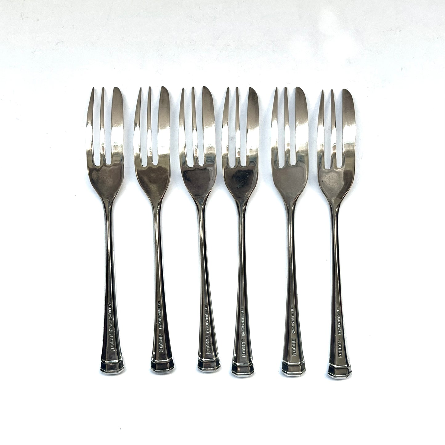 Vintage 20th century set of 6 Australian sterling silver cake forks by Prouds