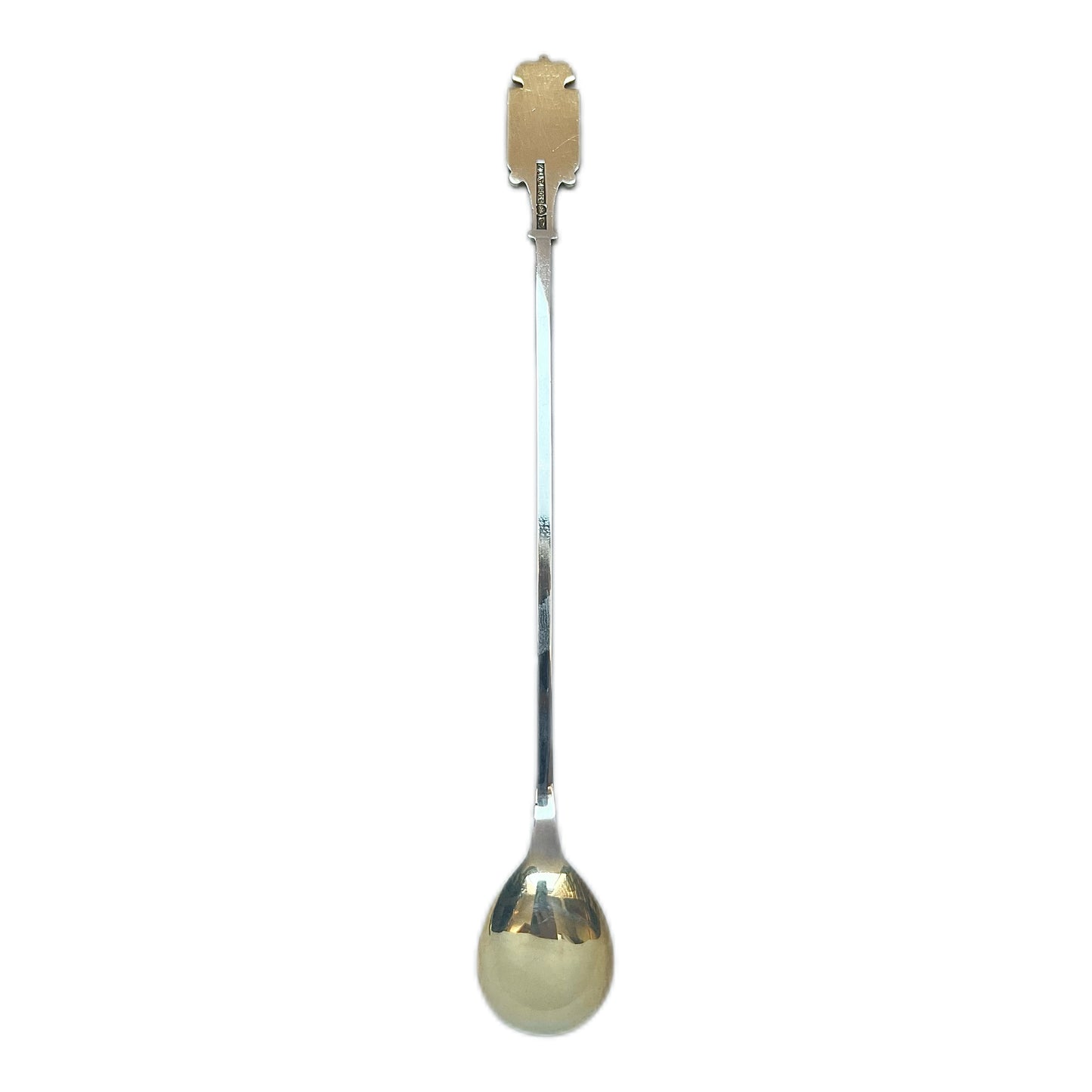 Vintage Finnish silver and enamel long-handled cocktail spoon