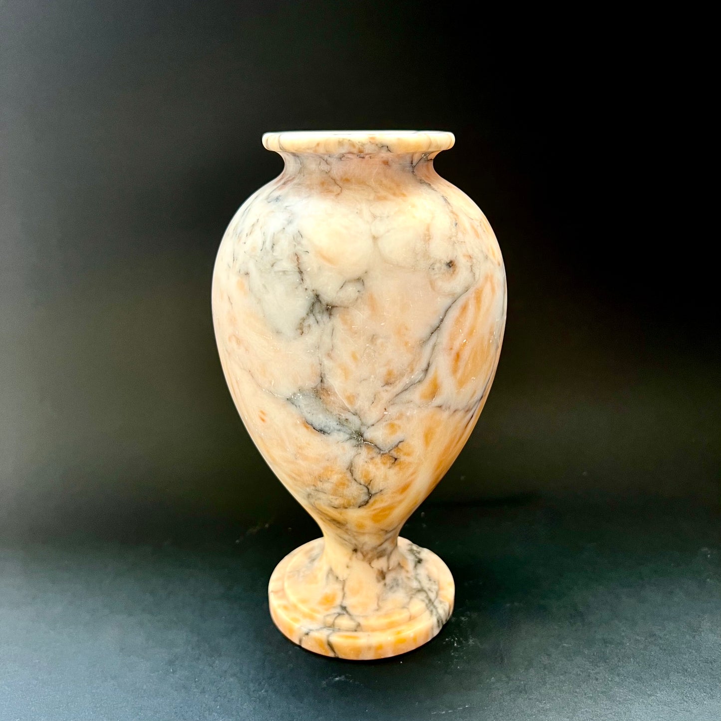 Salmon alabaster vase circa early to mid 20th century