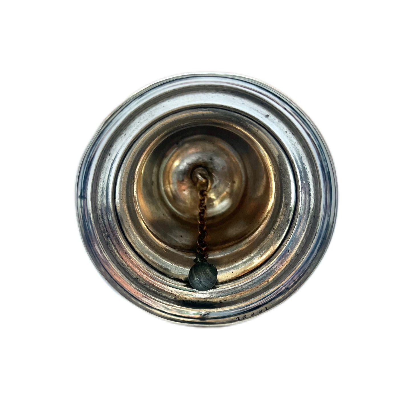 Late Victorian sterling silver bell with turned ivory handle