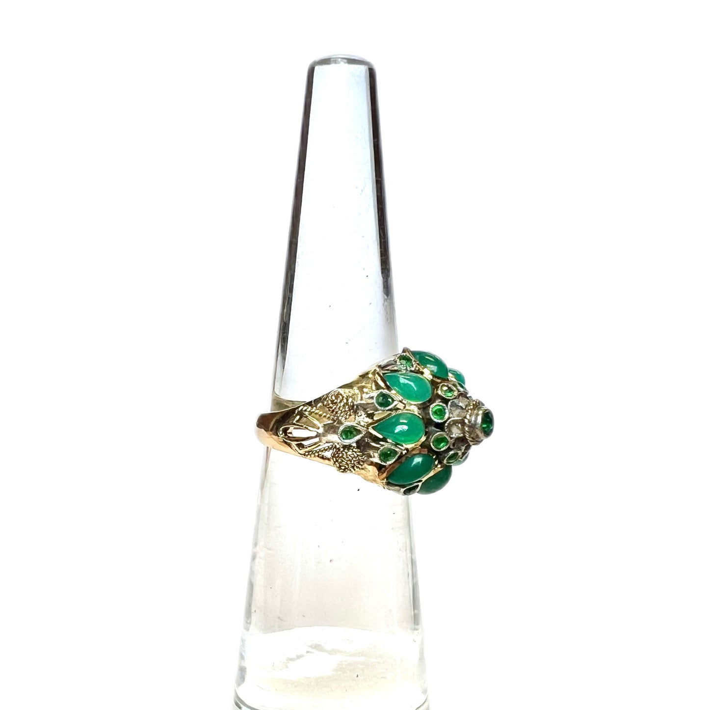 Midcentury 14k gold jade and emerald ‘Thai Princess’ ring