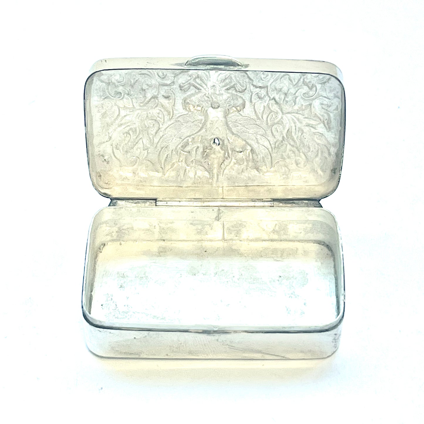 复古 20 世纪泰国 Garuda Phra Khrut Pha 图案银饰品或药盒