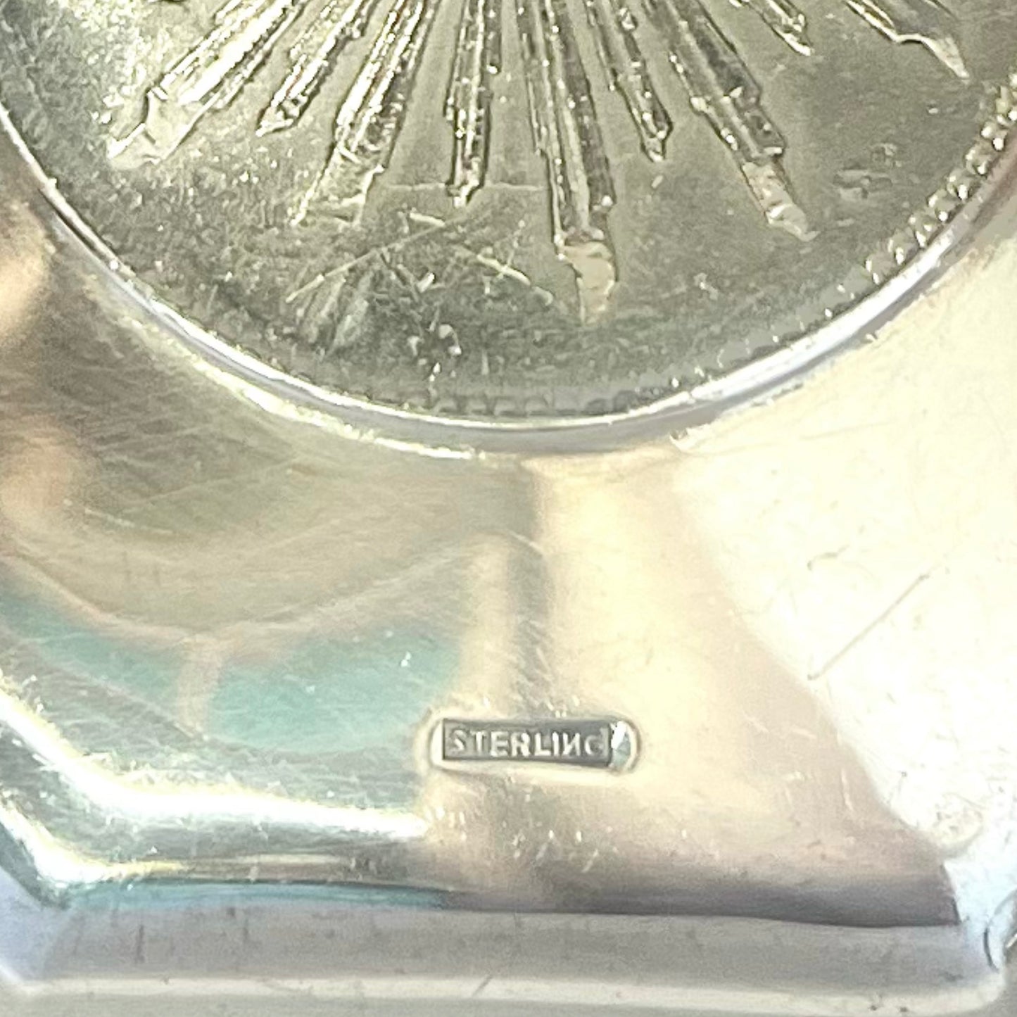 Near antique 1930s Chinese export silver 1893 8 reales coin trinket dish